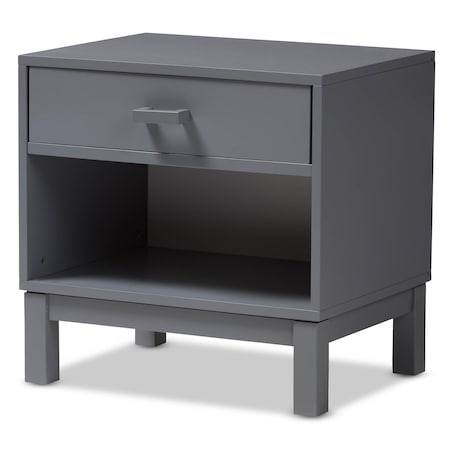 Baxton Studio Deirdre Modern Grey Wood 1-Drawer Nightstand 143-7886